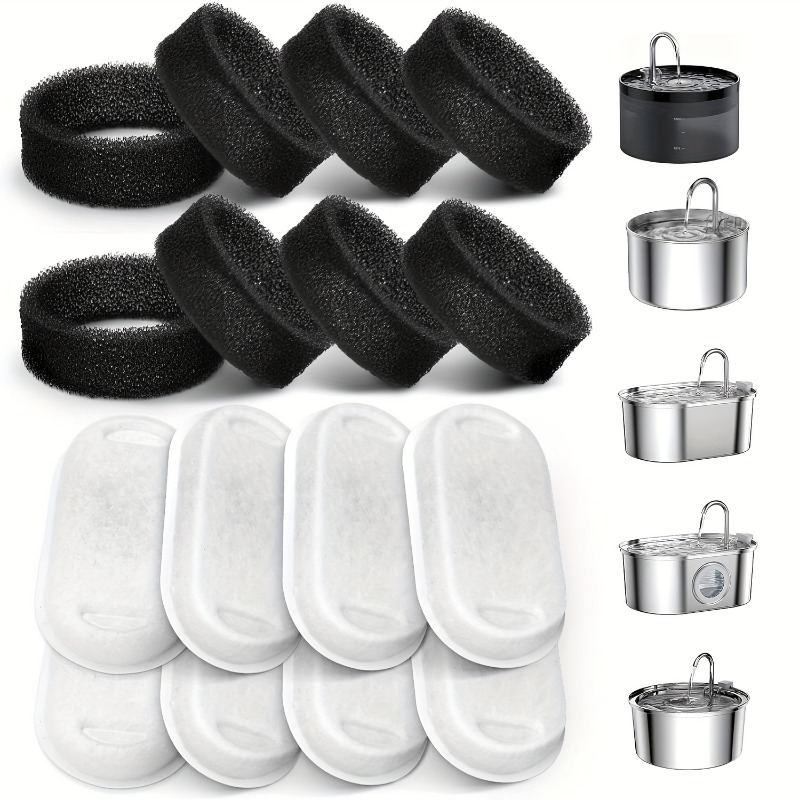 Pet Fountain Filter Replacement - KEMORELA 16pcs Cat Water Fountain Filter