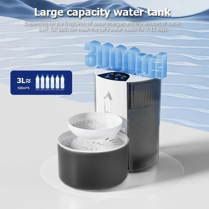 Automatic Cat Water Dispenser 3L - 3L Large Capacity Pet Smart Water