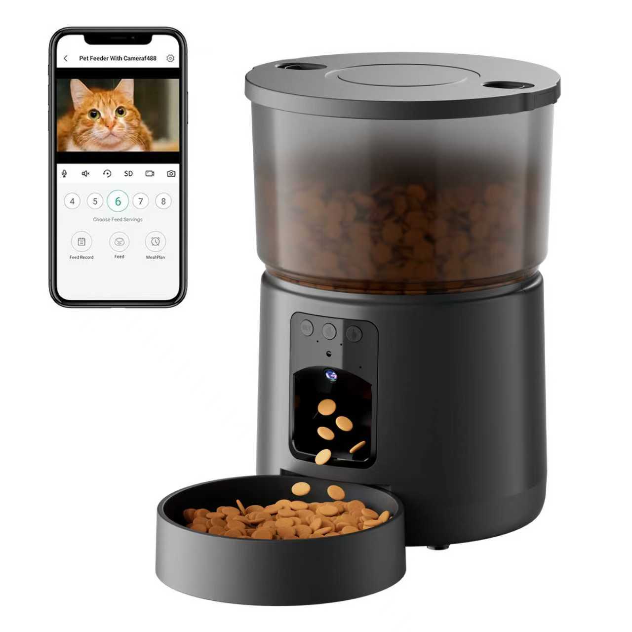 Smart Pet Feeder Camera Wifi - Automatic Cat Feeder with Camera, Dual