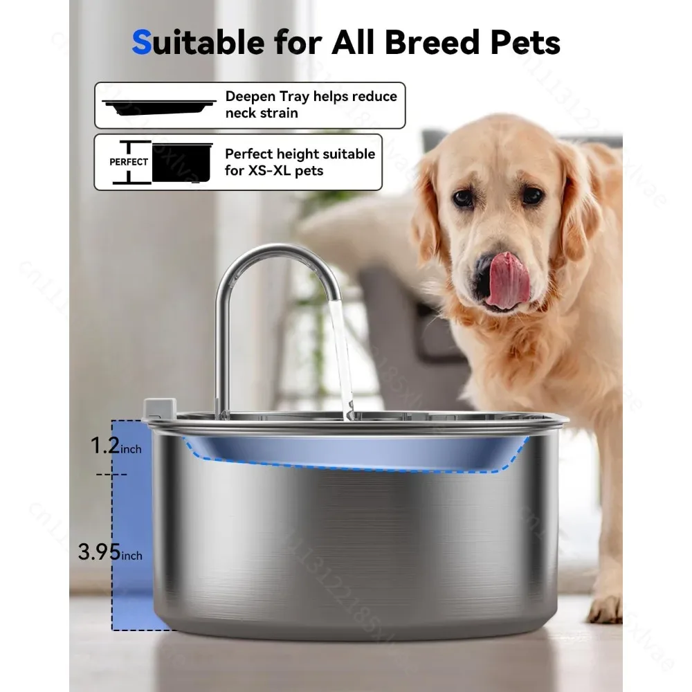 Dog Water Fountain Large - 13L Stainless Steel Automatic Pet Water