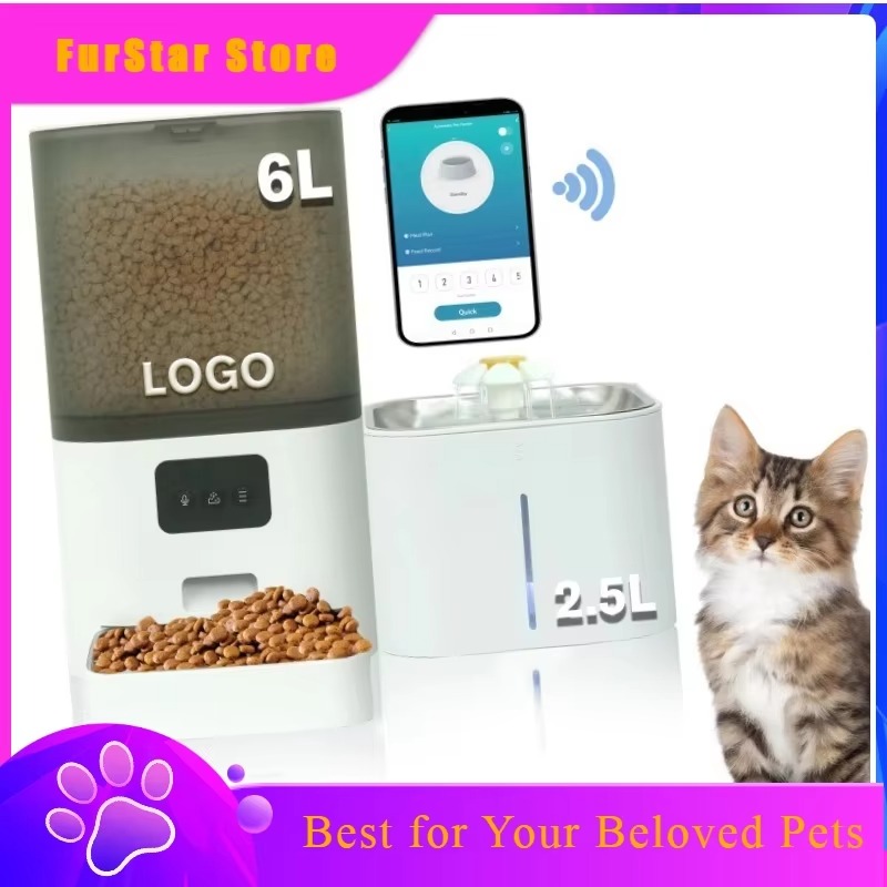 Automatic Cat Feeder 6L Timed - FurStarWiFi APP Controlled Smart Pet Feeder
