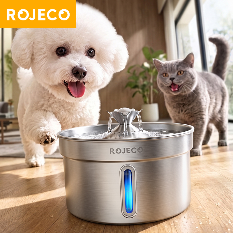 Pet Water Fountain Stainless Steel - ROJECO 4L Stainless Steel Automatic Pet