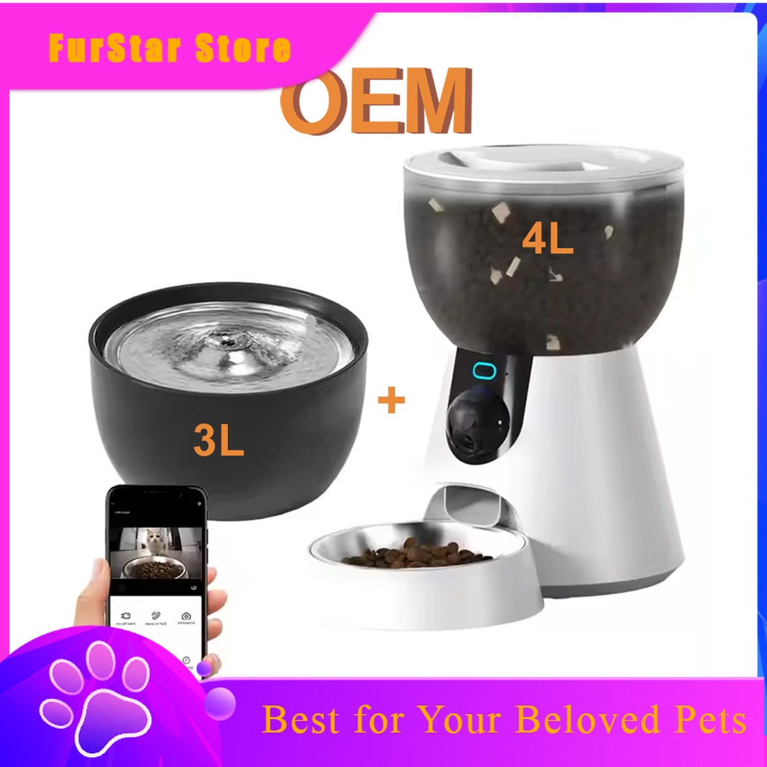 FurStarAutomatic Pet Feeder 4L - огляд і ціна Smart Pet Water Fountain Wifi