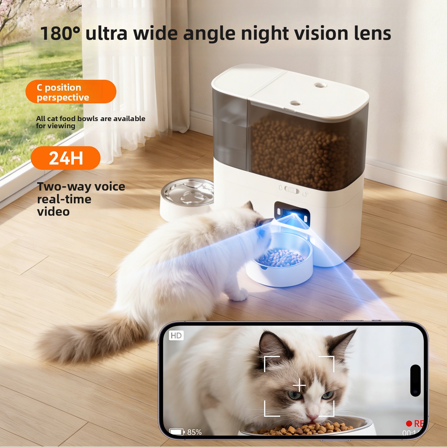 2 In 1 Smart Pet Feeder Water  - огляд і ціна Smart Pet Feeder Camera Wifi