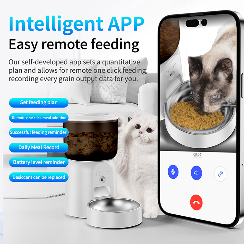 3L Stainless Steel Pet Feeder  - огляд і ціна Smart Pet Feeder Camera Wifi