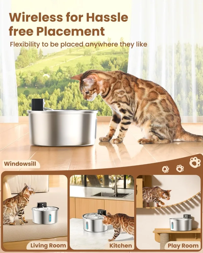VOFORD 3.2L Recharge Wireless  - огляд і ціна Wireless Pet Water Fountain Battery