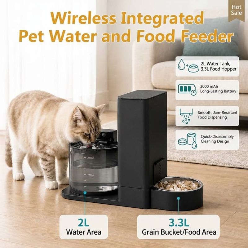Integrated Pet Feeder 2-in-1 W - огляд і ціна Wireless Pet Water Fountain Battery