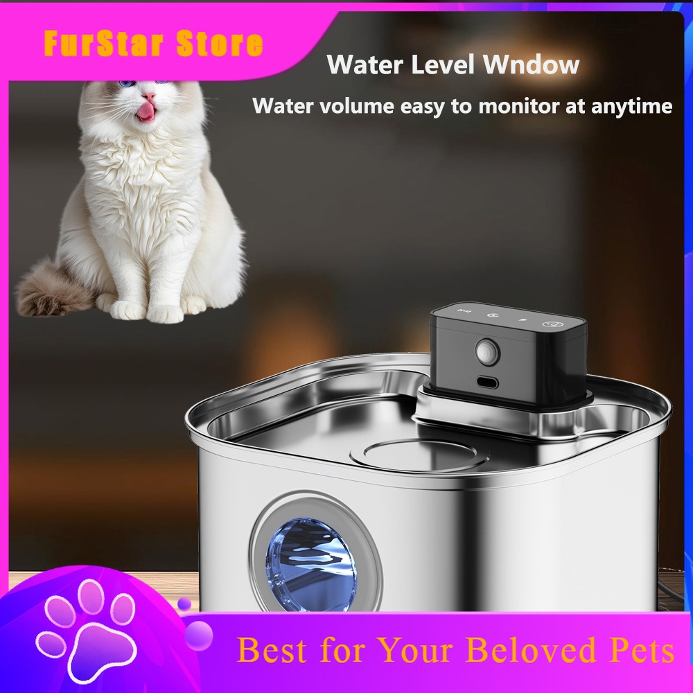 FurStar3.2L Stainless Steel Au - огляд і ціна Wireless Pet Water Fountain Battery