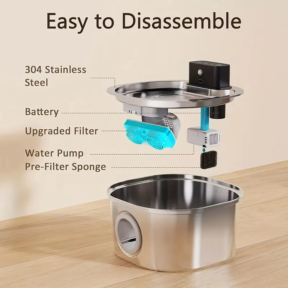 FurStar3.2L Stainless Steel Au - огляд і ціна Wireless Pet Water Fountain Battery