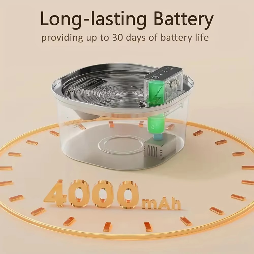 FurStar3.2L Stainless Steel Au - огляд і ціна Wireless Pet Water Fountain Battery
