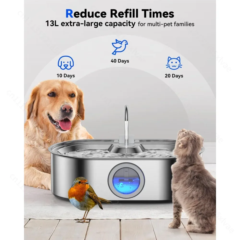 13L Stainless Steel Automatic  - огляд і ціна Dog Water Fountain Large