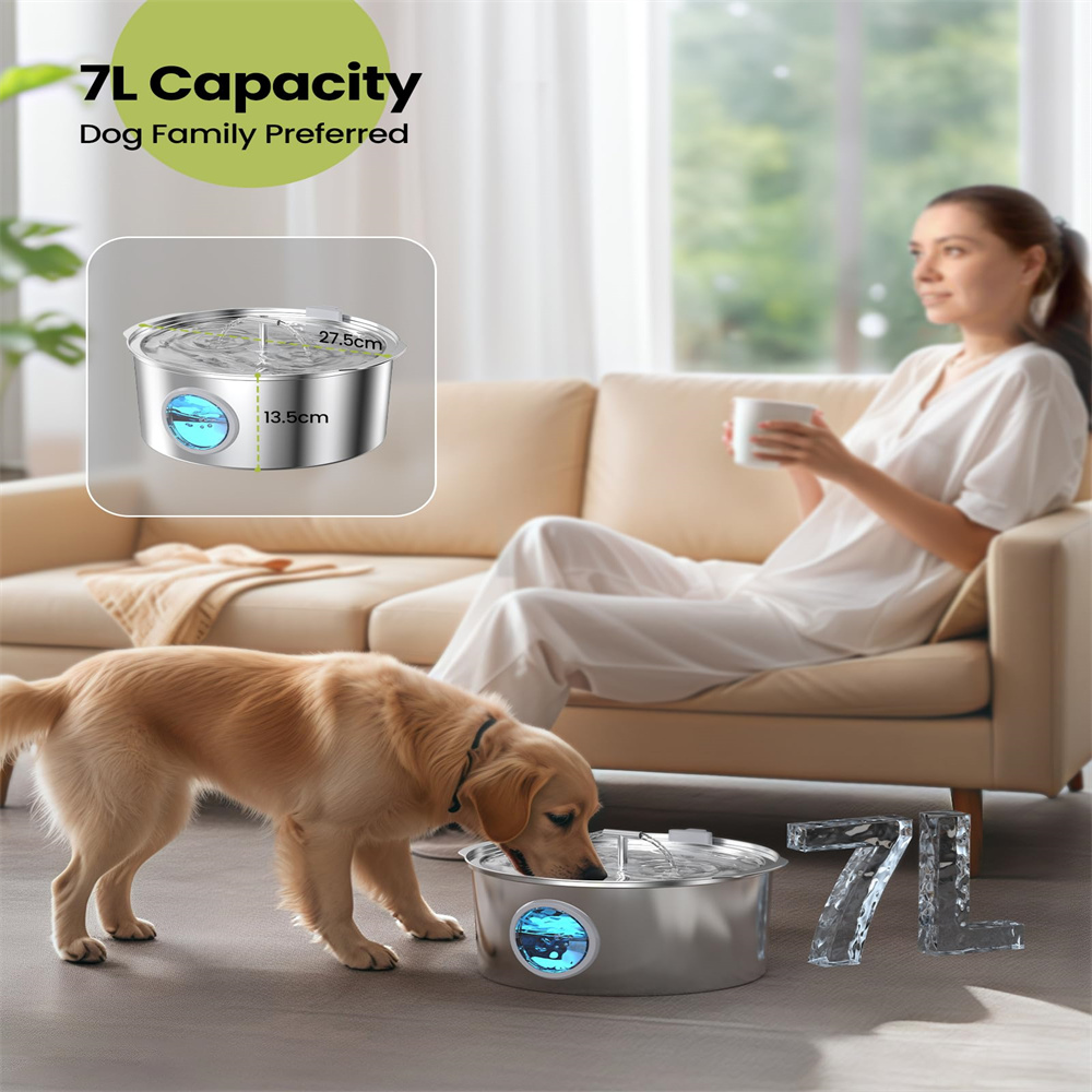 7L Large Capacity Stainless st - огляд і ціна Dog Water Fountain Large