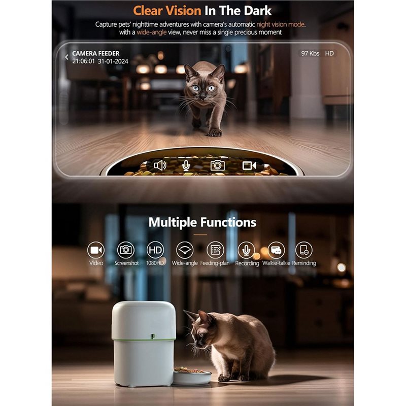 Smart Pet Cat Food Kibble Disp - огляд і ціна Smart Pet Feeder Camera Wifi