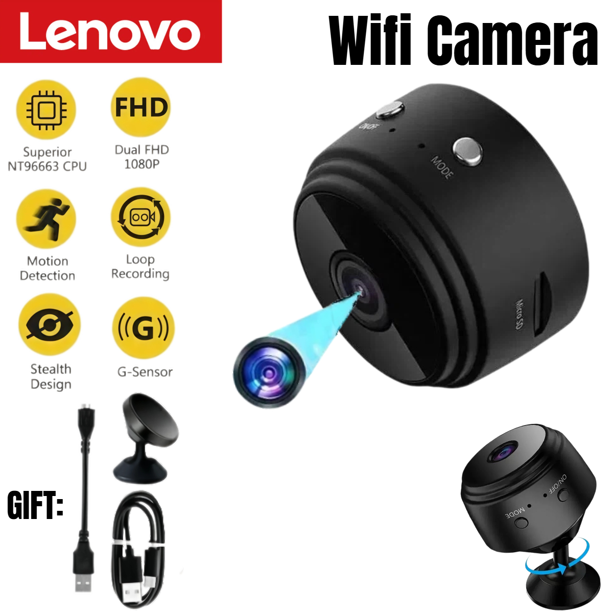 Lenovo A9 WiFi Mini Camera Wir - огляд і ціна Smart Pet Feeder Camera Wifi