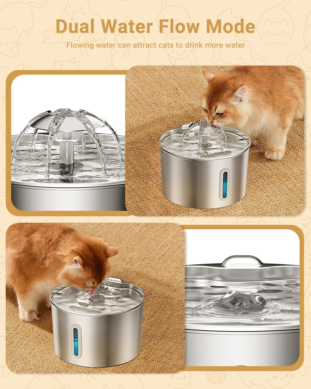 ZYFeeder 2.2L Stainless Steel  - огляд і ціна Smart Pet Water Fountain Wifi