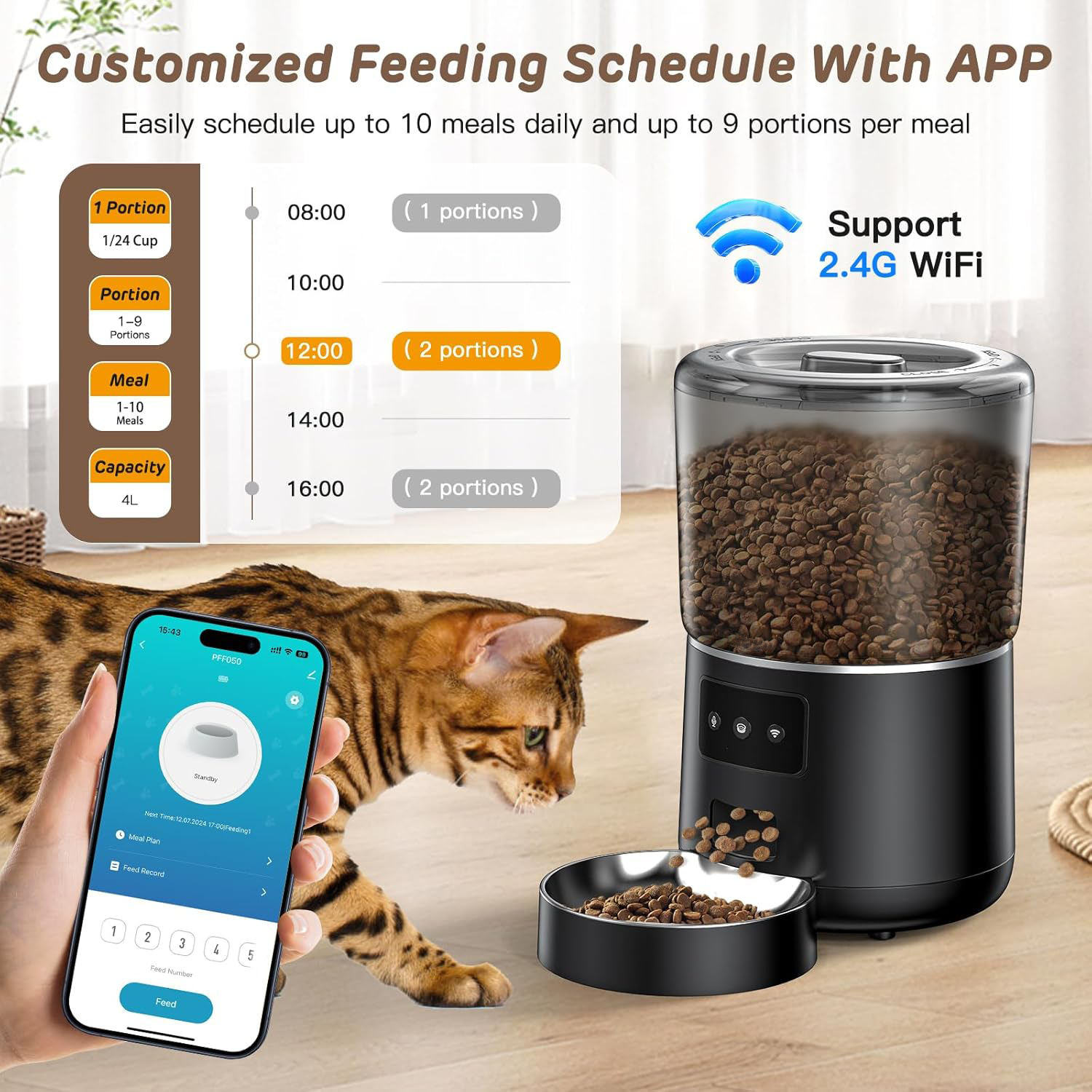4L WiFi Smart Automatic Pet Fe - огляд і ціна Pet Feeder App Control Portion