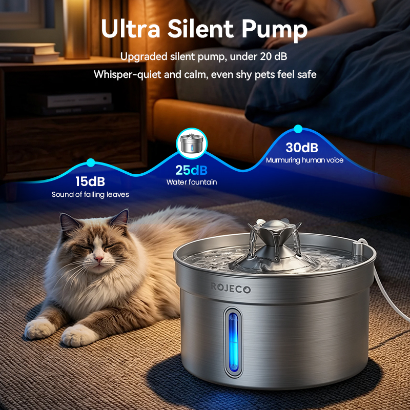 ROJECO 4L Stainless Steel Cat  - огляд і ціна Pet Water Fountain Stainless Steel