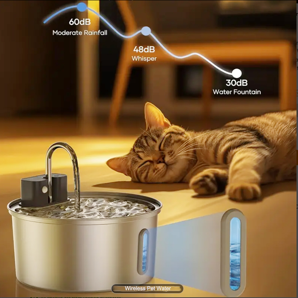3.2L/108oz Wireless Charging S - огляд і ціна Pet Water Fountain Stainless Steel