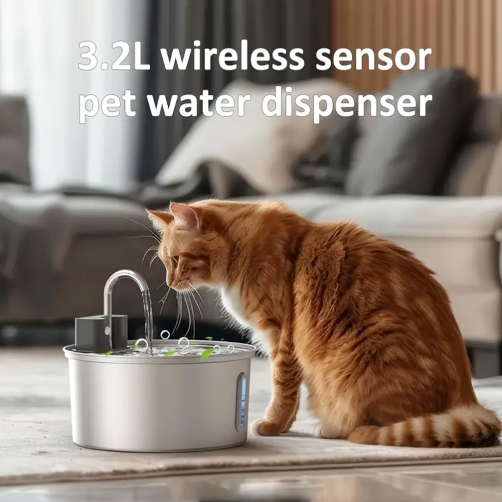 3.2L/108oz Wireless Charging S - огляд і ціна Pet Water Fountain Stainless Steel