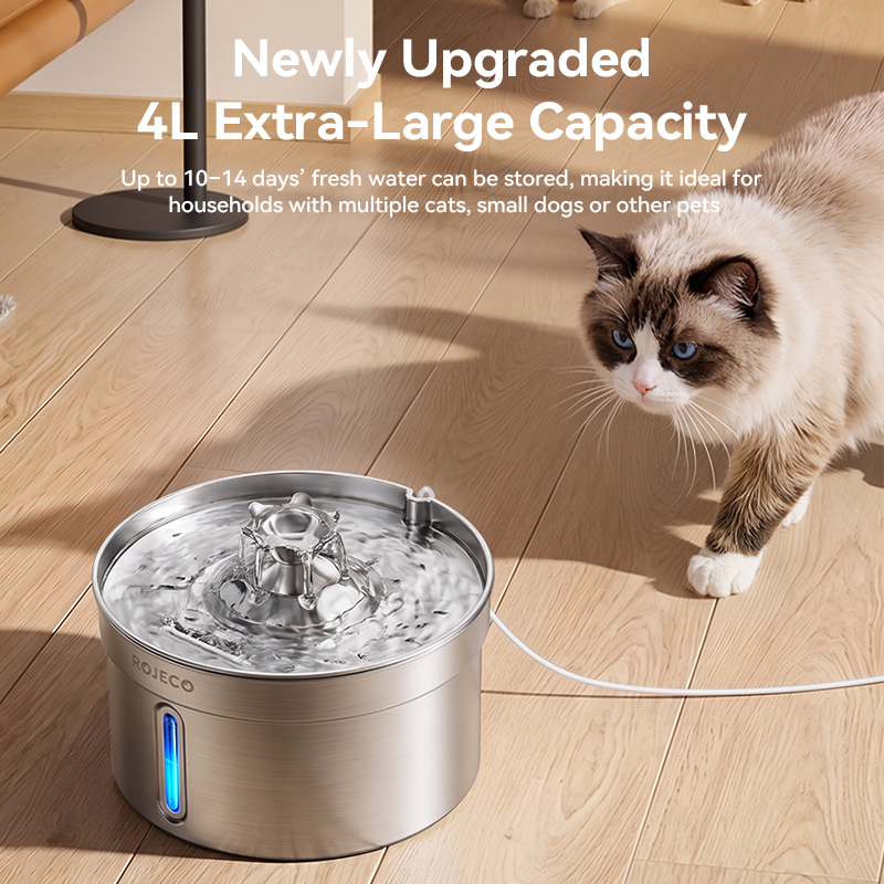 ROJECO 4L Stainless Steel Auto - огляд і ціна Pet Water Fountain Stainless Steel
