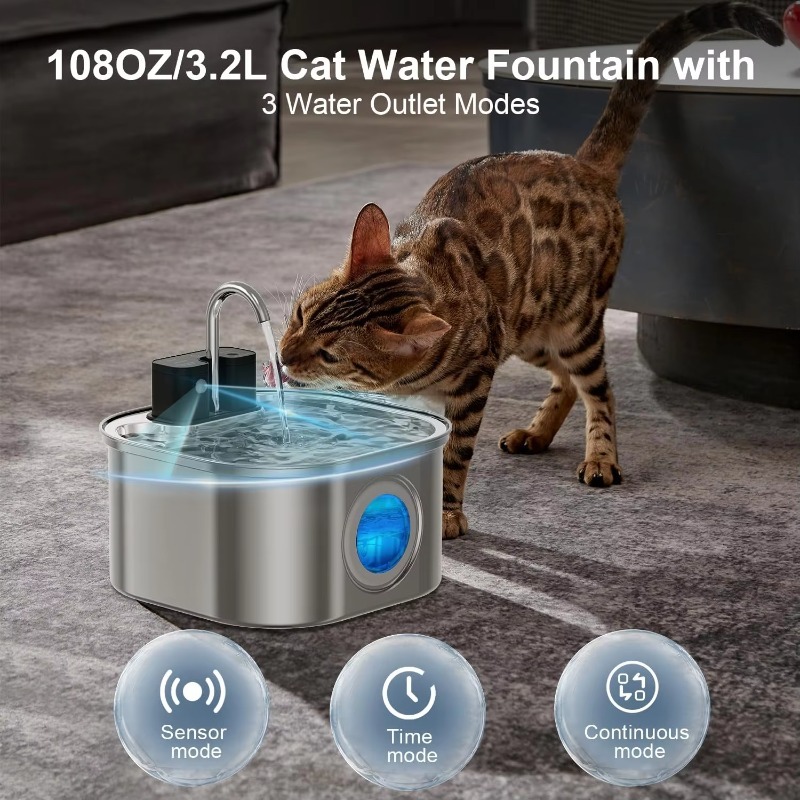 3.2L Wireless Cat Water Founta - огляд і ціна Pet Water Fountain Stainless Steel